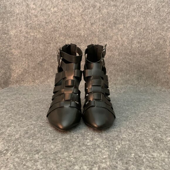 Club Couture Women's Heel Black Double Strap Back Zip Pump Pointed Toe Shoes - Picture 5 of 9